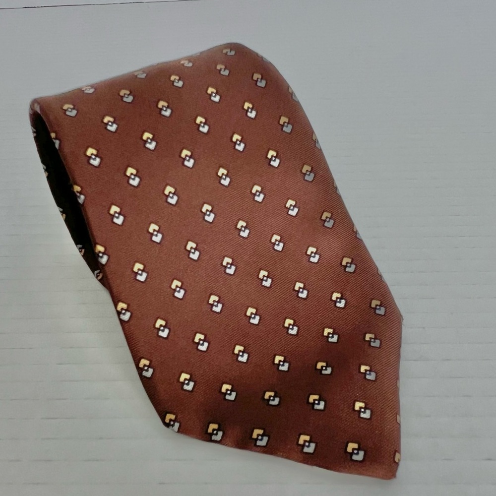 VTG Designer Christian Dior Silk Tie – Chocolate Brown with Gold & Silver Luxury